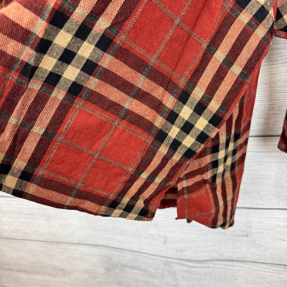 Flawless Plus Size Rust Plaid Button Up Flannel Top Size Large - Picture 6 of 9